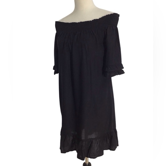 Boston Proper Black Off Shoulder Ruffle Sleeve Mini Dress Women’s Size XS - Picture 6 of 7
